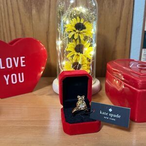 NWT Kate Spade Gold ‘Oh What Fun” Teddybear RingSize 8